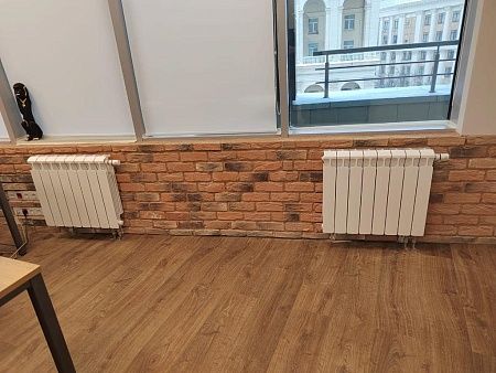 Установка 4 радиаторов с нижним подключением